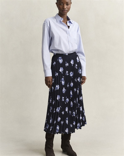 Gant - Printed Pleated Nederdel - Evening Blue 
